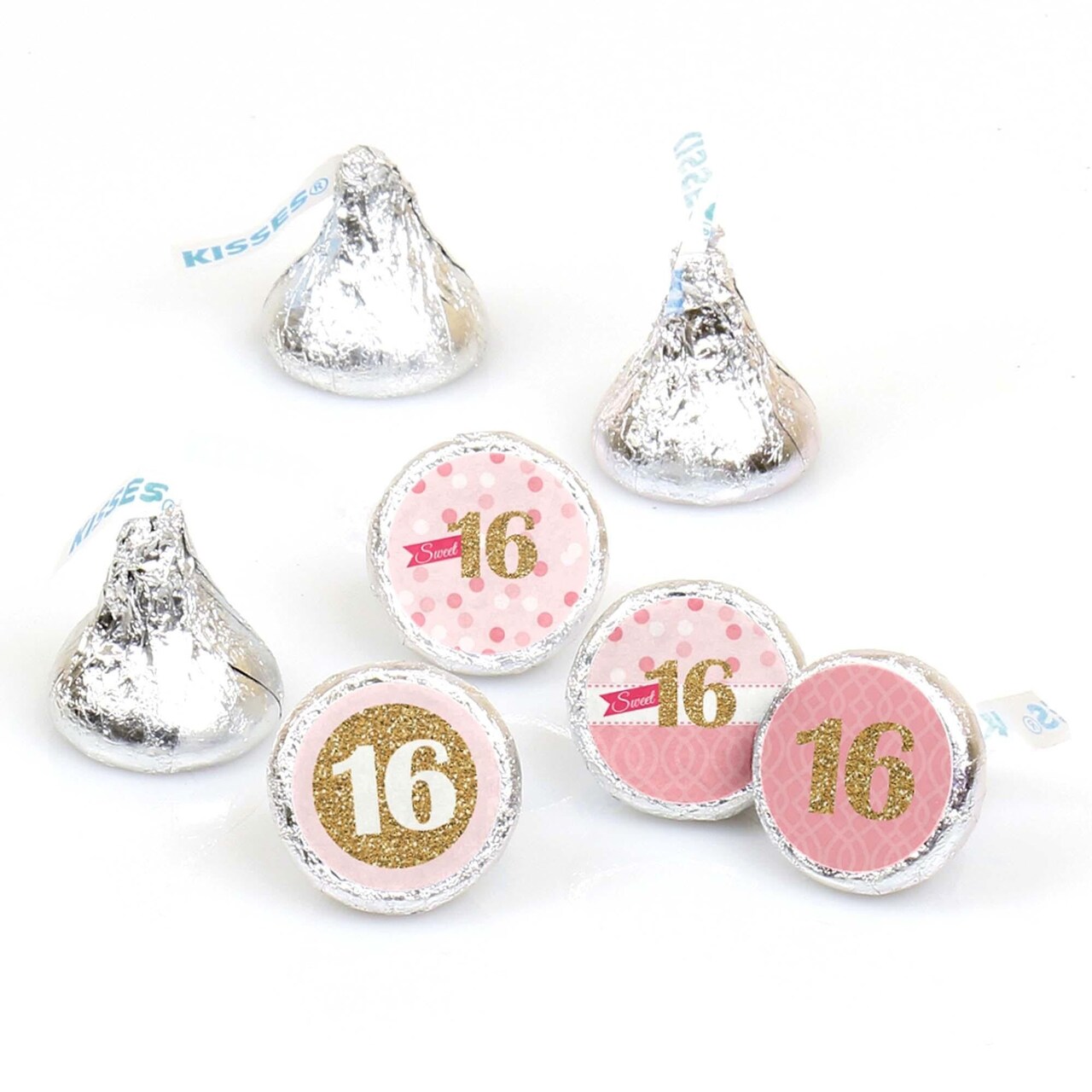 Big Dot of Happiness Sweet 16 - 16th Birthday Party Round Candy Sticker Favors - Labels Fits Chocolate Candy (1 sheet of 108)